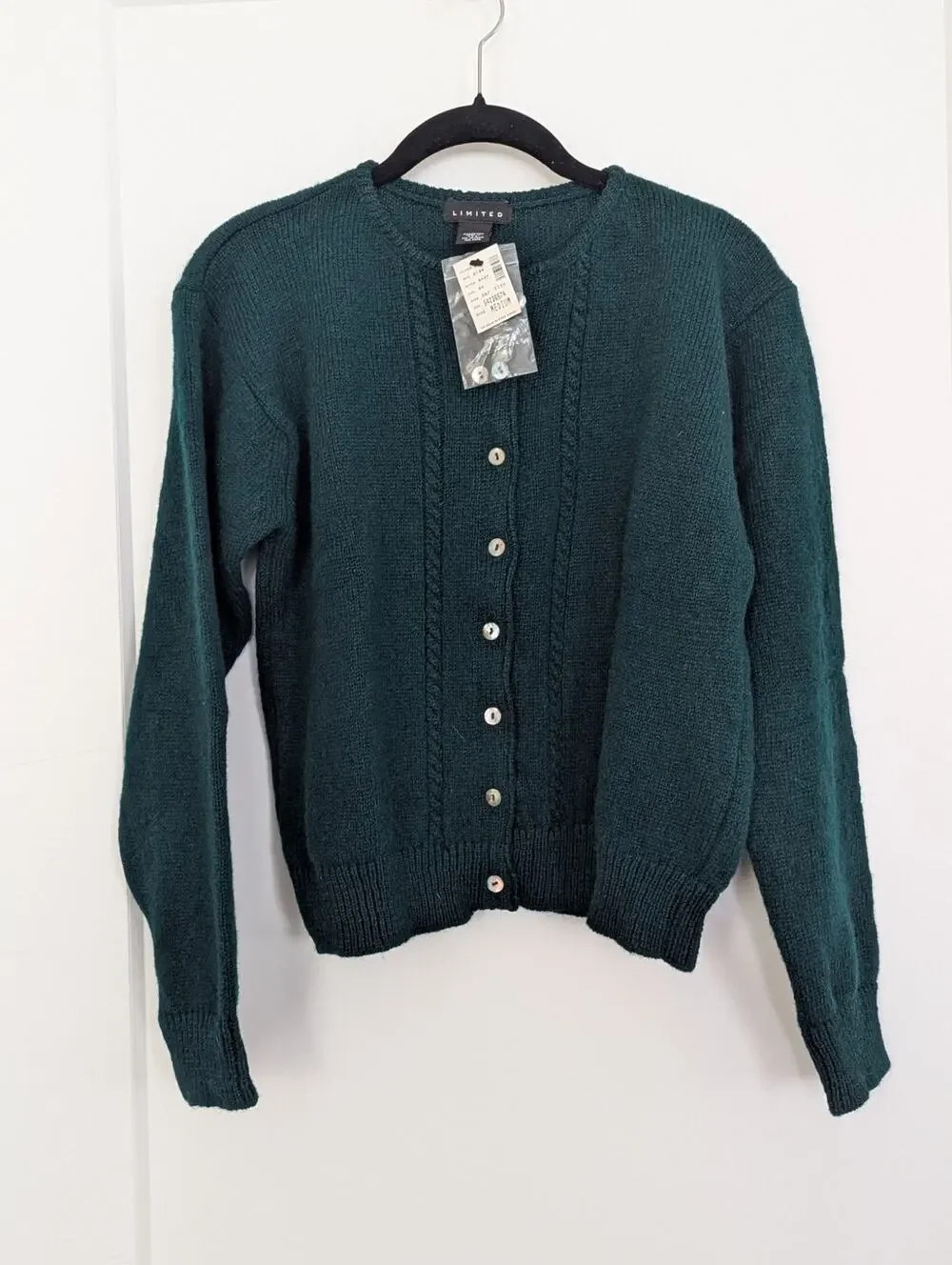 NWT Vtg The Limited Shetland Wool Cardigan Sweater M Green USA